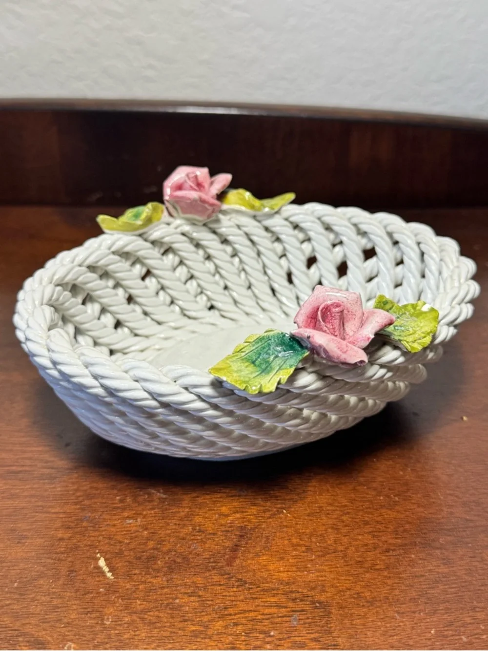 Vintage Ceramic Open Weave Basket | Made in Italy - Picture 2 of 10